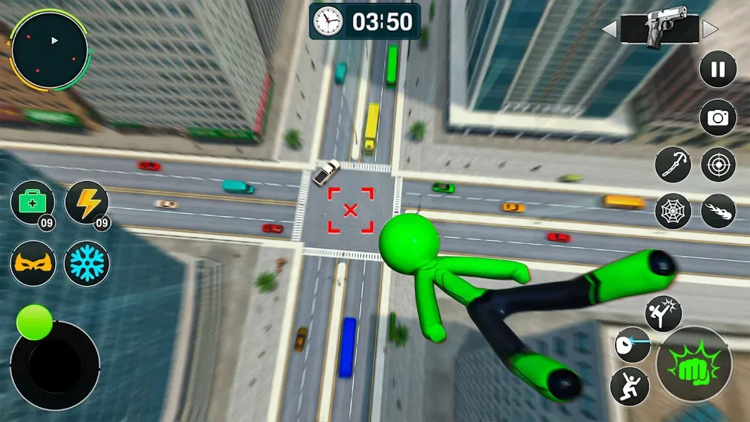 Flying Stickman Rope Hero Game [МОД: Меню, Бесконечные монеты и Открытые уровни] Screenshot 2