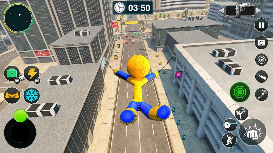 Flying Stickman Rope Hero Game [МОД: Меню, Бесконечные монеты и Открытые уровни] Screenshot 4