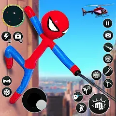 Скачать Flying Stickman Rope Hero Game [МОД: Меню, Бесконечные монеты и Открытые уровни] | Взлом Flying Stickman Rope Hero Game на Андроид