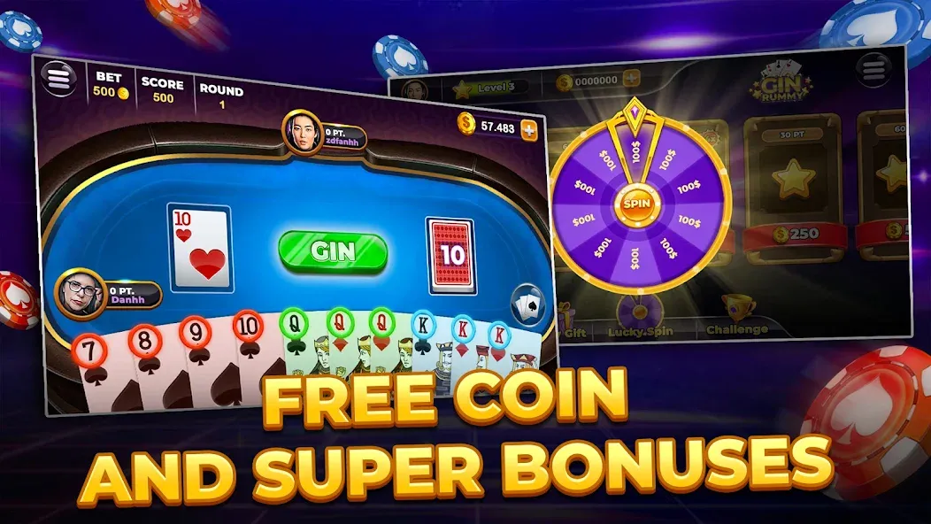 Gin Rummy - Card Game (Джин Рами) [МОД: Все открыто, Дополнительные деньги и Меню MOD] Screenshot 1