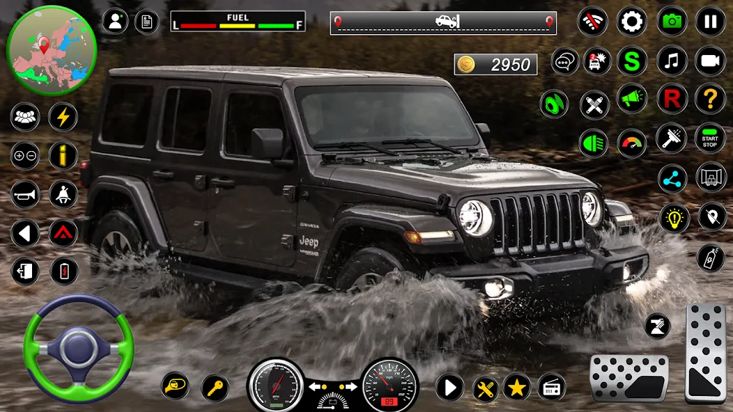 Jeep Driving Simulator offRoad (Джип Драйвинг Симулятор вне дороги) [МОД: Много монет, Открытые уровни и Мега MOD] Screenshot 2