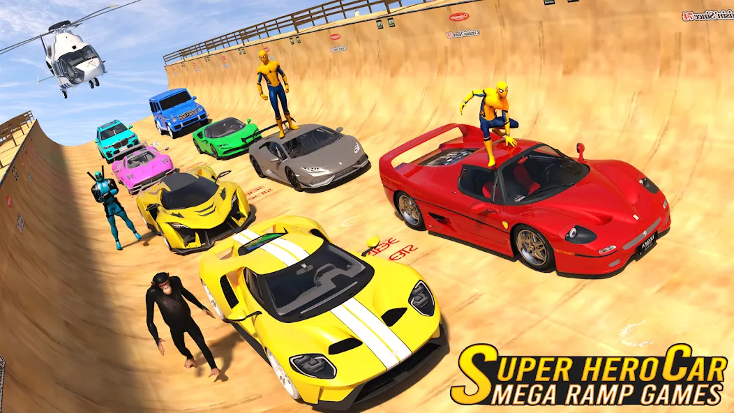 Superhero Car: Mega Ramp Games (Рамп Кар Гейм) [МОД: Много денег, Монет и Все открыто] Screenshot 5