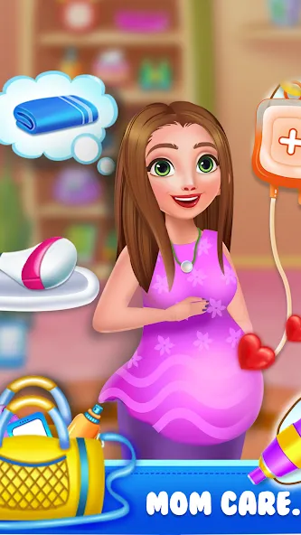 Mom newborn babysitter care (Мама новорожденного няня заботится) [МОД: Деньги, Монеты и Меню MOD] Screenshot 3