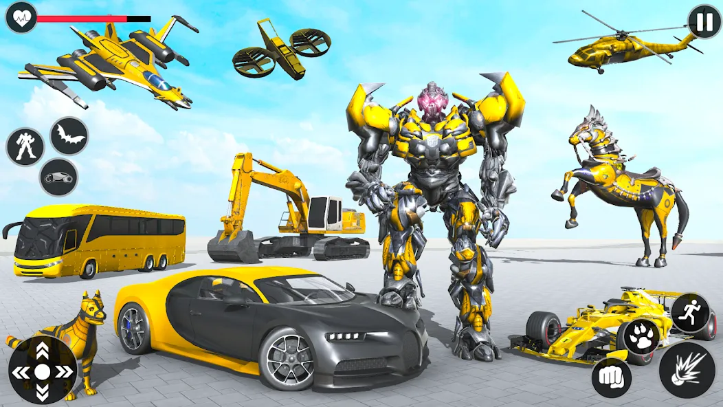 Flying Robot Transforming Game [МОД: Много монет, Открытые уровни и Мега MOD] Screenshot 1