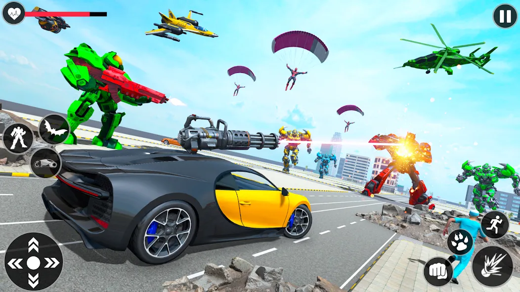 Flying Robot Transforming Game [МОД: Много монет, Открытые уровни и Мега MOD] Screenshot 2