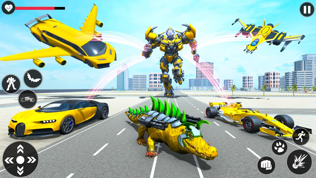 Flying Robot Transforming Game [МОД: Много монет, Открытые уровни и Мега MOD] Screenshot 4