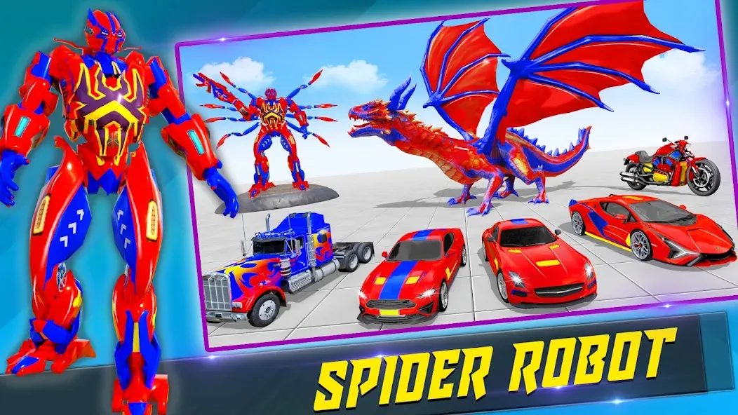 Spider Robot: Robot Car Games (Спайдер Робот) [МОД: Меню, Бесконечные монеты и Открытые уровни] Screenshot 2