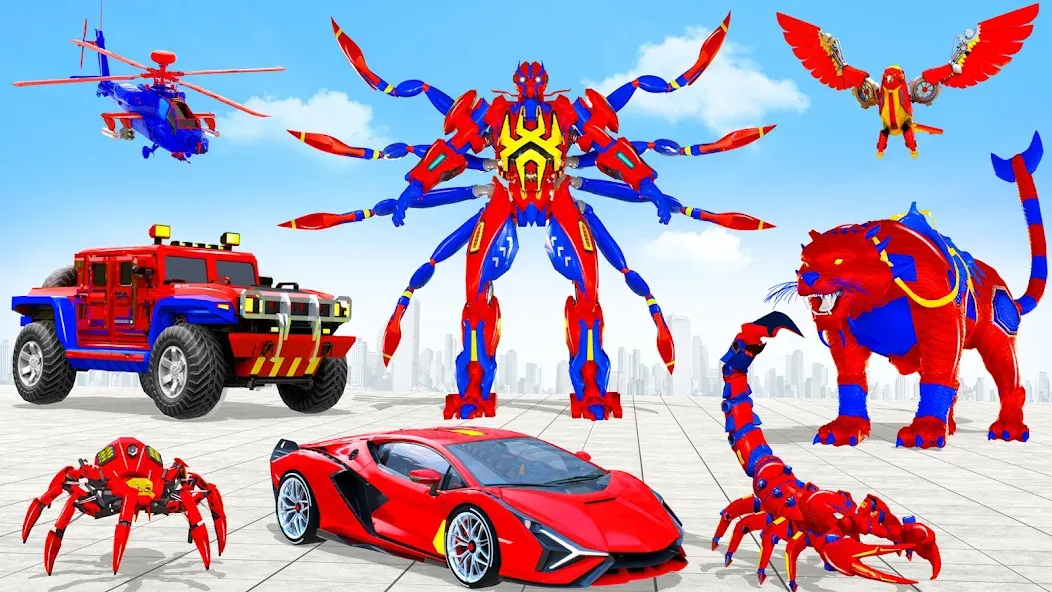 Spider Robot: Robot Car Games (Спайдер Робот) [МОД: Меню, Бесконечные монеты и Открытые уровни] Screenshot 5