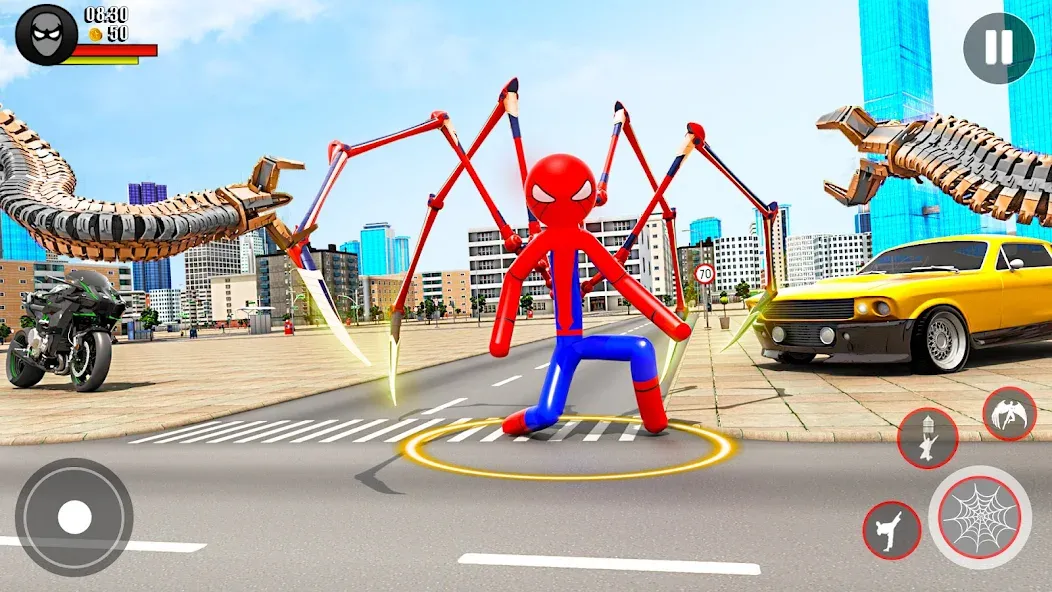 Spider Game-Stickman Rope Hero [МОД: Меню, Бесконечные монеты и Открытые уровни] Screenshot 2