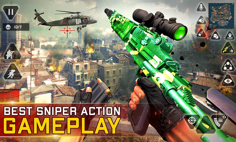 Sniper Gun Shooting game (ИГИ Снайпер Оружие Стрелялки Игры) [МОД: Меню, Бесконечные монеты и Открытые уровни] Screenshot 1