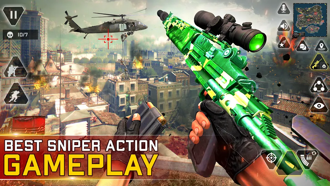 Sniper Gun Shooting game (ИГИ Снайпер Оружие Стрелялки Игры) [МОД: Меню, Бесконечные монеты и Открытые уровни] Screenshot 5