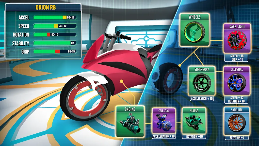 Gravity Rider: Space Bike Race (Гравити Райдер) [МОД: Много монет, Открытые уровни и Мега MOD] Screenshot 3