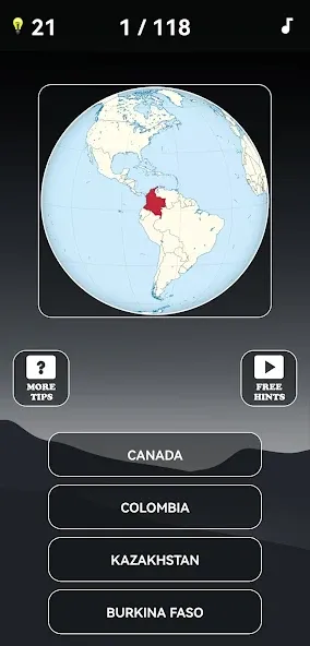 Guess the World Map Quiz [МОД: Меню, Бесконечные монеты и Открытые уровни] Screenshot 1