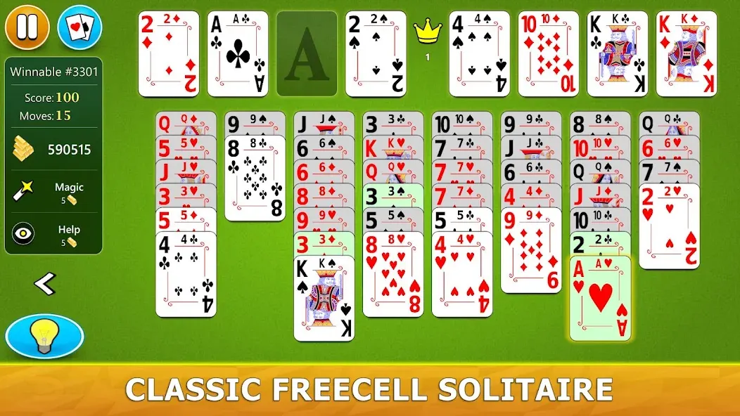FreeCell Solitaire - Card Game [МОД: Бесконечные деньги, Монеты и Мега MOD] Screenshot 1