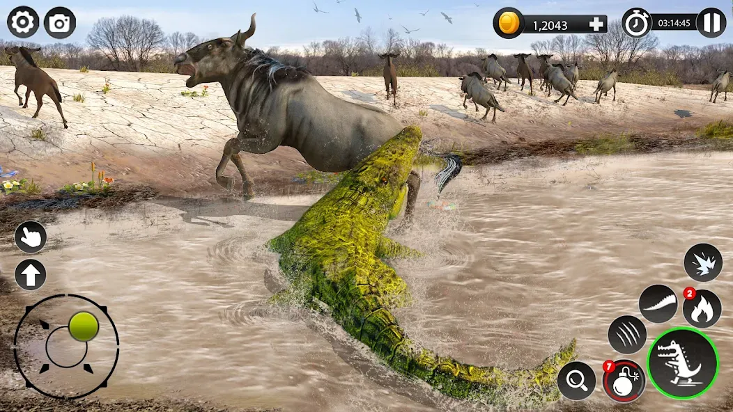 Hungry Animal Crocodile Games [МОД: Меню, Бесконечные монеты и Открытые уровни] Screenshot 1