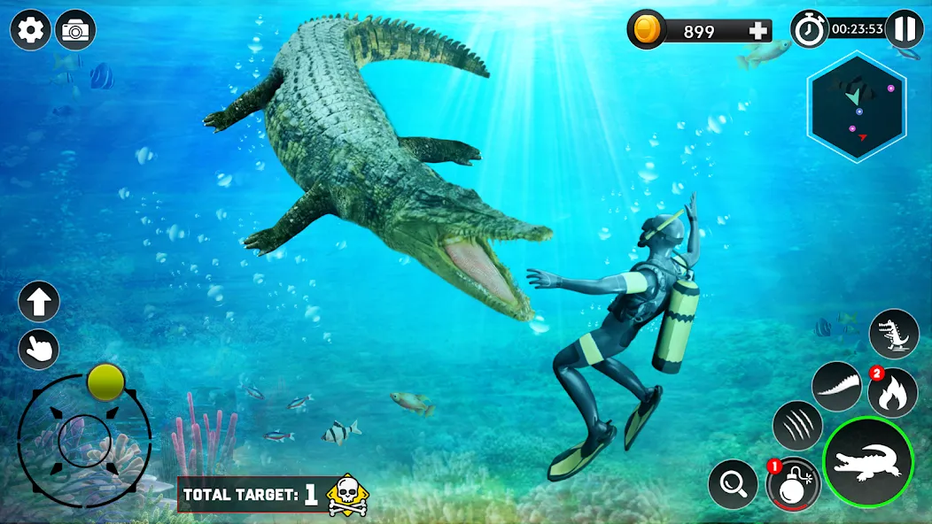 Hungry Animal Crocodile Games [МОД: Меню, Бесконечные монеты и Открытые уровни] Screenshot 4