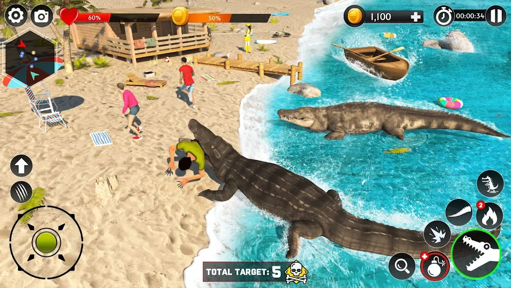 Hungry Animal Crocodile Games [МОД: Меню, Бесконечные монеты и Открытые уровни] Screenshot 5
