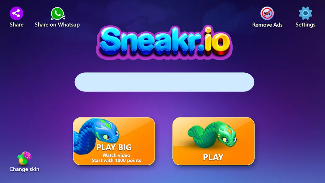 Sneak.io - Snake Game [МОД: Много монет, Открытые уровни и Мега MOD] Screenshot 5