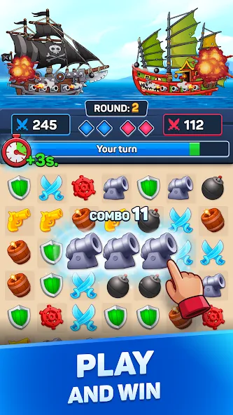 Pirates & Puzzles：Ship Battles [МОД: Деньги, Монеты и Меню MOD] Screenshot 1