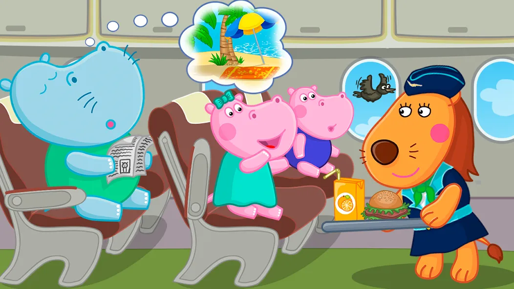 Hippo: Airport Profession Game [МОД: Много монет, Открытые уровни и Мега MOD] Screenshot 1