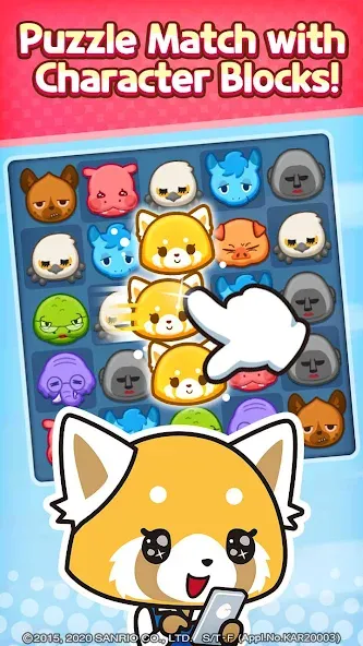 Aggretsuko : Match 3 Puzzle (Аггретсуко) [МОД: Много монет, Открытые уровни и Мега MOD] Screenshot 1