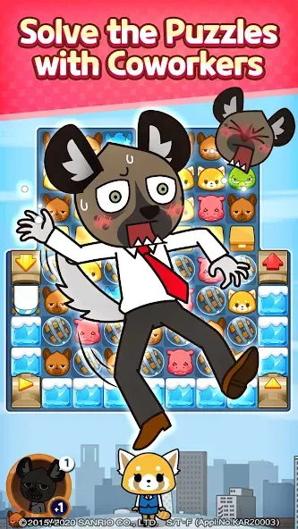 Aggretsuko : Match 3 Puzzle (Аггретсуко) [МОД: Много монет, Открытые уровни и Мега MOD] Screenshot 2