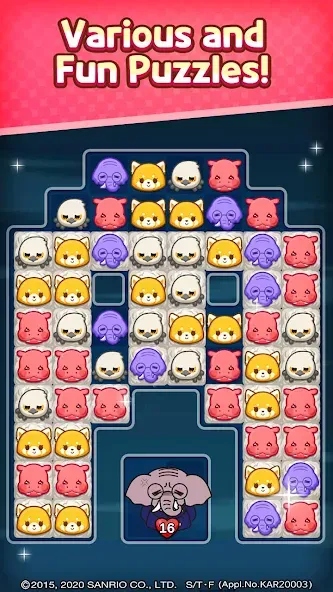 Aggretsuko : Match 3 Puzzle (Аггретсуко) [МОД: Много монет, Открытые уровни и Мега MOD] Screenshot 4