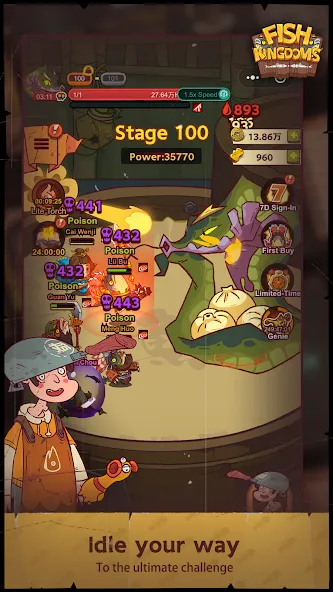 Fish Kingdoms: Idle Arena (Фиш Кингдомс) [МОД: Много денег, Монет и Все открыто] Screenshot 4