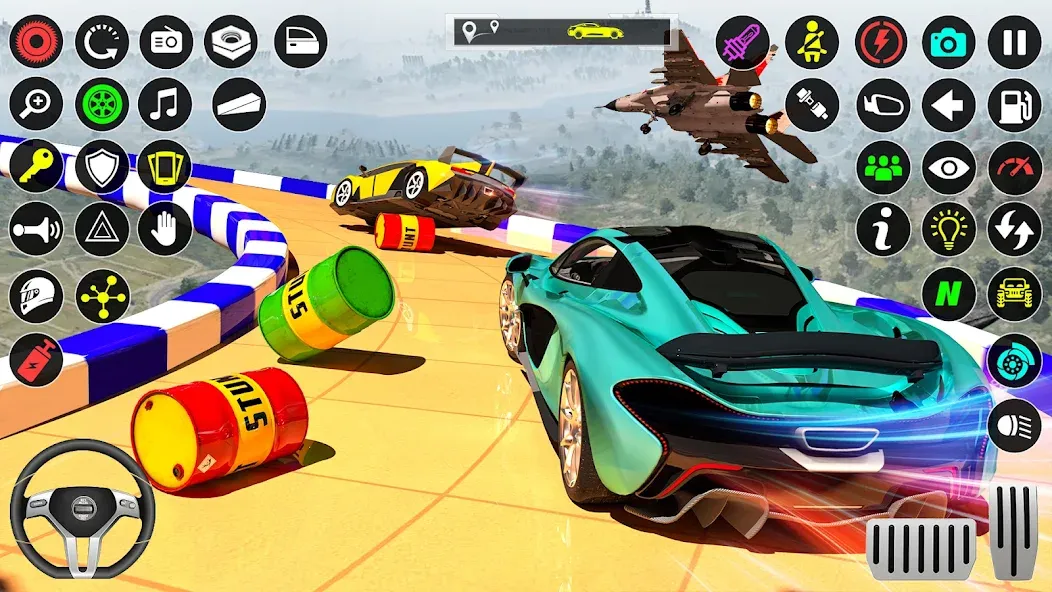 GT Car Stunt Race: Mega Ramps (Джи Ти Кар Стант Рейс) [МОД: Меню, Бесконечные монеты и Открытые уровни] Screenshot 2