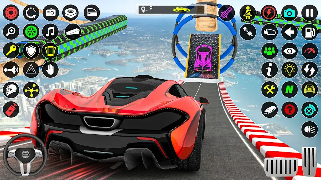 GT Car Stunt Race: Mega Ramps (Джи Ти Кар Стант Рейс) [МОД: Меню, Бесконечные монеты и Открытые уровни] Screenshot 4