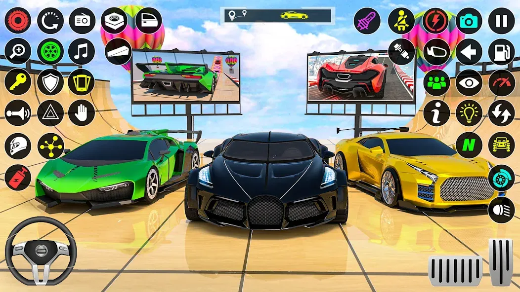 GT Car Stunt Race: Mega Ramps (Джи Ти Кар Стант Рейс) [МОД: Меню, Бесконечные монеты и Открытые уровни] Screenshot 5