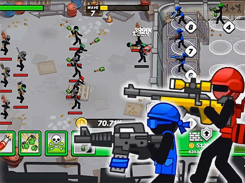 Stickman Defenders: Stick War [МОД: Много денег, Монет и Все открыто] Screenshot 1