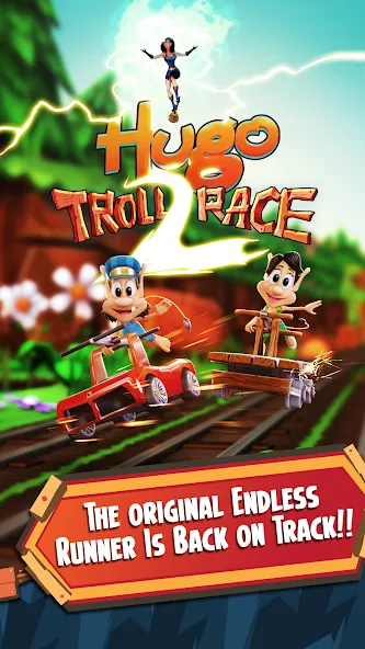 Hugo Troll Race 2: Rail Rush (Хуго Тролл Гонка 2) [МОД: Много монет, Открытые уровни и Мега MOD] Screenshot 1