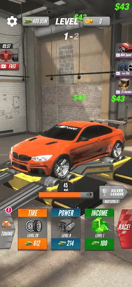 Dyno 2 Race - Car Tuning (Дино 2 Гонка) [МОД: Меню, Бесконечные монеты и Открытые уровни] Screenshot 1