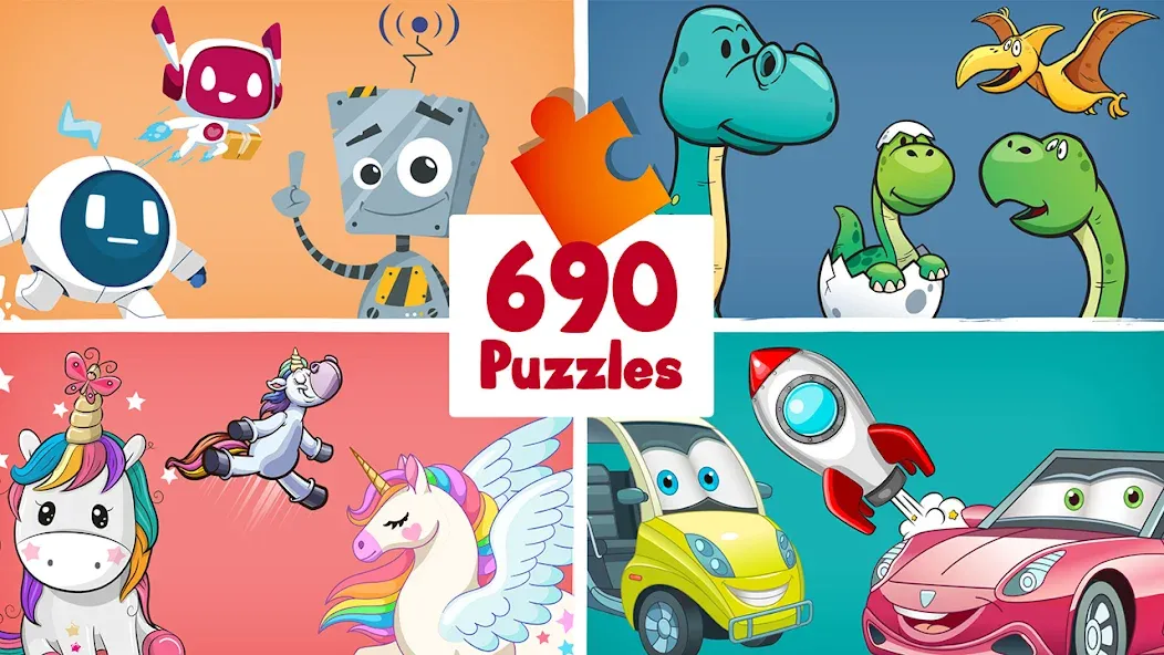 690 Puzzles for preschool kids [МОД: Меню, Бесконечные монеты и Открытые уровни] Screenshot 1