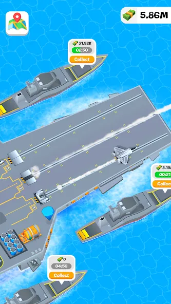 Idle Aircraft Carrier (Айдл Эйркрафт Кэрриер) [МОД: Много денег, Монет и Все открыто] Screenshot 3