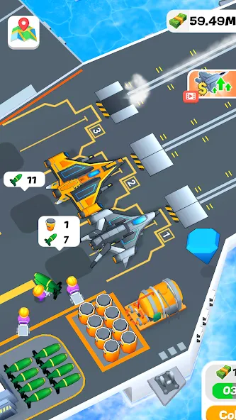 Idle Aircraft Carrier (Айдл Эйркрафт Кэрриер) [МОД: Много денег, Монет и Все открыто] Screenshot 4