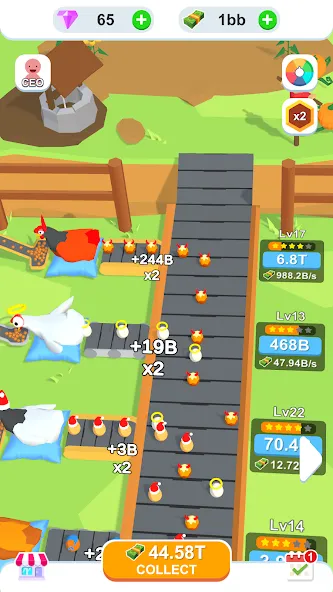 Idle Egg Factory [МОД: Меню, Бесконечные монеты и Открытые уровни] Screenshot 1