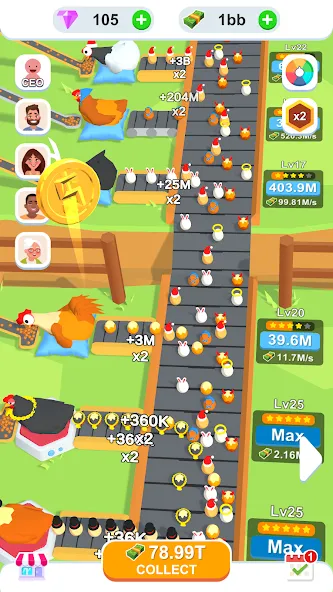 Idle Egg Factory [МОД: Меню, Бесконечные монеты и Открытые уровни] Screenshot 3