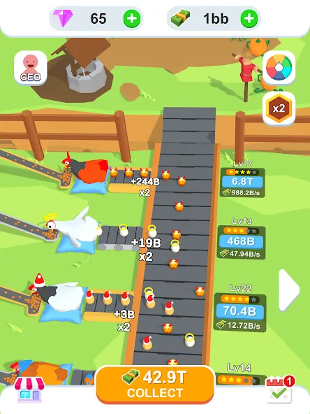 Idle Egg Factory [МОД: Меню, Бесконечные монеты и Открытые уровни] Screenshot 5