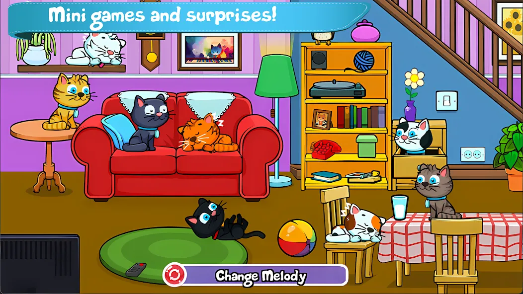 Cat Piano Meow - Sounds & Game [МОД: Все открыто, Дополнительные деньги и Меню MOD] Screenshot 2
