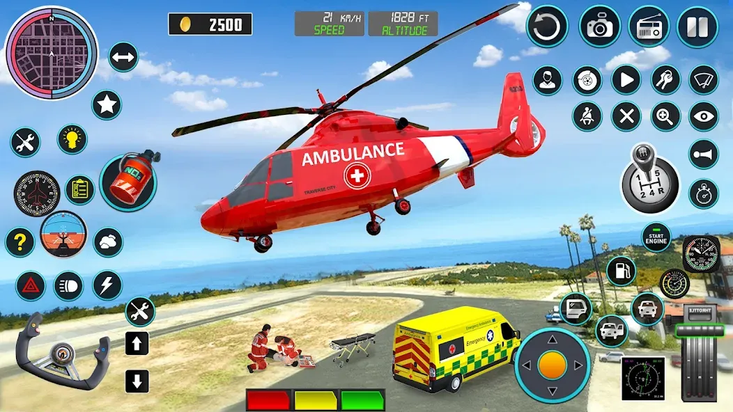 Heli Ambulance Simulator Game [МОД: Деньги, Монеты и Меню MOD] Screenshot 2