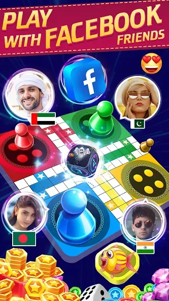 Online Ludo Game Multiplayer (Лудо Мастер Лудо Дайс Кинг) [МОД: Много денег, Монет и Все открыто] Screenshot 1