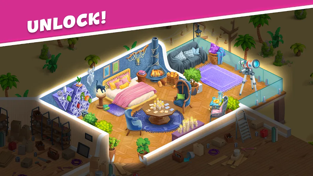 Open House: Match 3 puzzles (Открытый дом) [МОД: Много денег, Монет и Все открыто] Screenshot 4