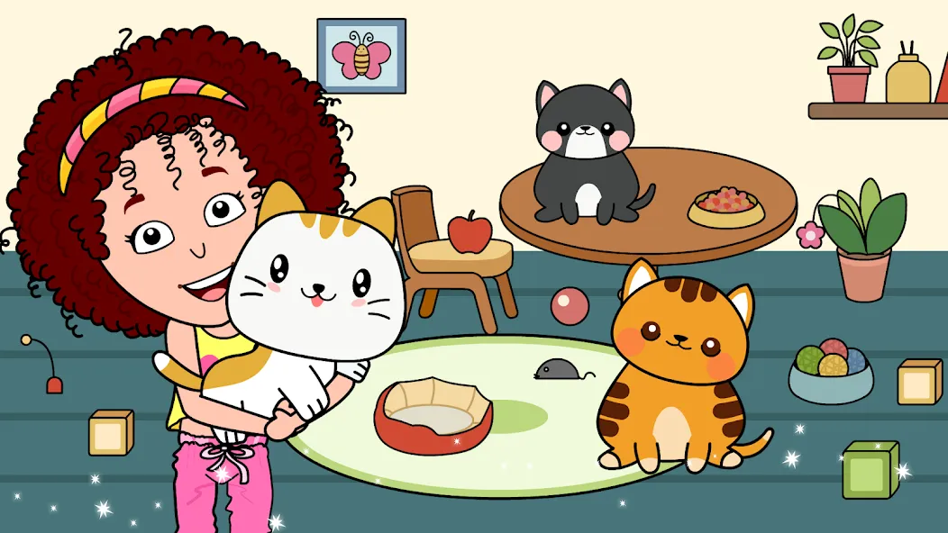 My Cat Town - Tizi Pet Games [МОД: Меню, Бесконечные монеты и Открытые уровни] Screenshot 2