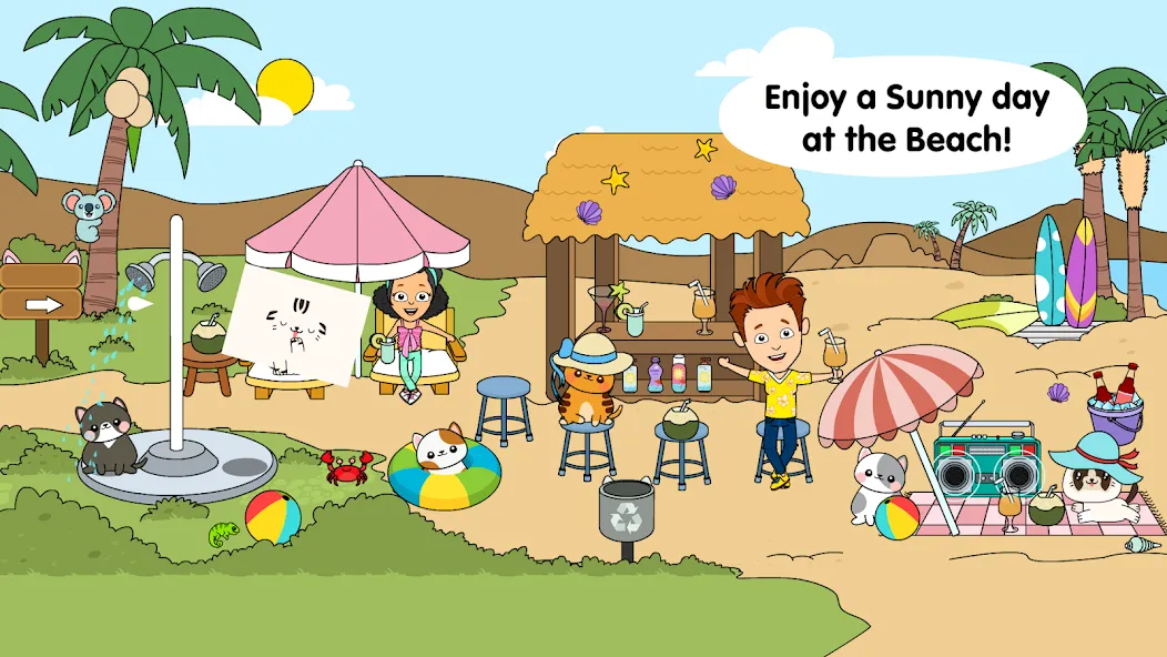 My Cat Town - Tizi Pet Games [МОД: Меню, Бесконечные монеты и Открытые уровни] Screenshot 3