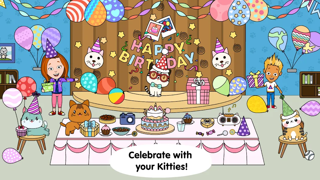 My Cat Town - Tizi Pet Games [МОД: Меню, Бесконечные монеты и Открытые уровни] Screenshot 4