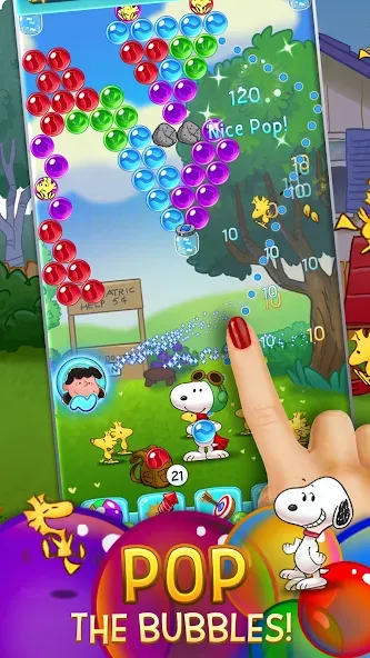 Bubble Shooter - Snoopy POP! (Бабл шутер) [МОД: Меню, Бесконечные монеты и Открытые уровни] Screenshot 1