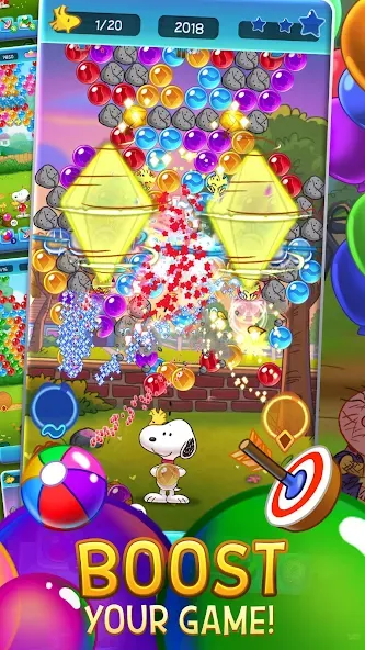 Bubble Shooter - Snoopy POP! (Бабл шутер) [МОД: Меню, Бесконечные монеты и Открытые уровни] Screenshot 4