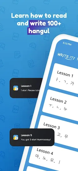 Write It! Korean [МОД: Меню, Бесконечные монеты и Открытые уровни] Screenshot 1
